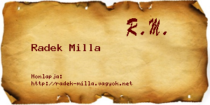 Radek Milla névjegykártya